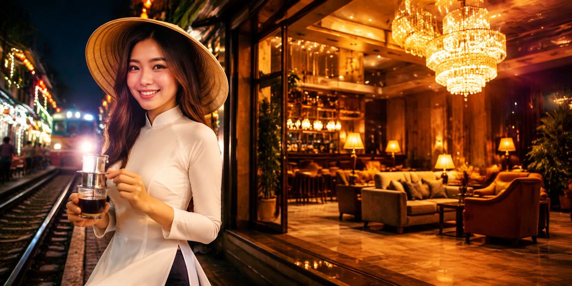 Người dùng VIP tại quán cà phê Hà Nội kiểm tra thưởng xổ số và ưu đãi trên điện thoại